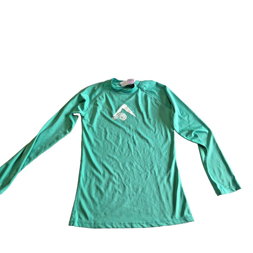 Kanu Surf Keri Rash Guard Womens Small Green UPF 50 Long Sleeve Swim Top